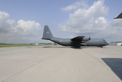 A Hercules aircraft was successfully flown using a semi-synthetic jet fuel.